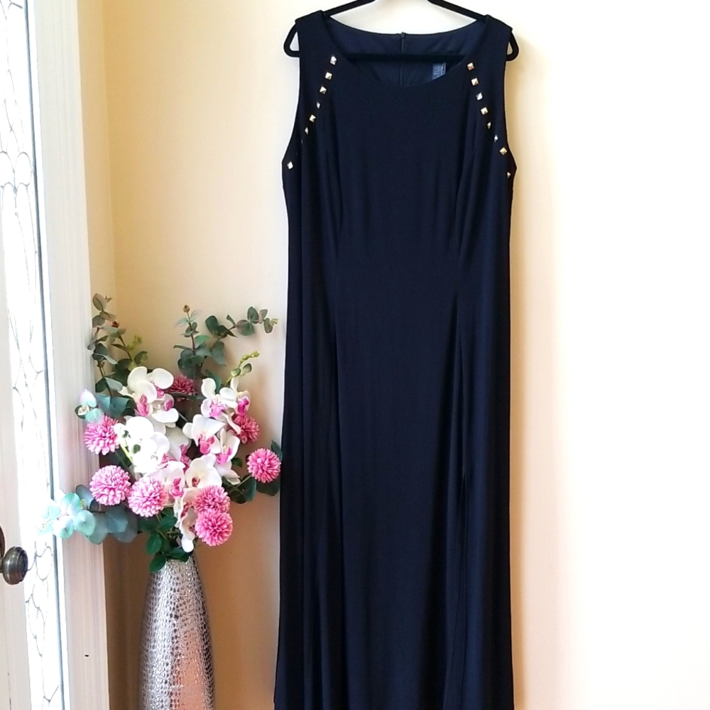 Ashley Stewart Sleeveless Studded Black Dress